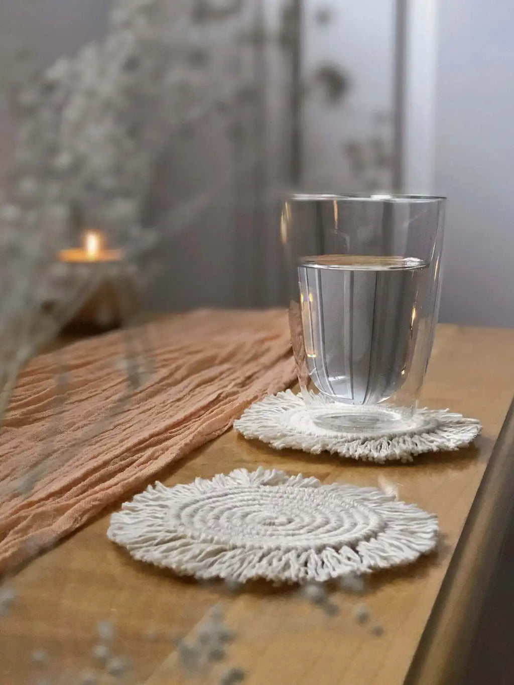 Macrame Placemats Cup Mat Bohemia Tablecloth Coaster Cup Pad Northern non-slip Mat Pure Handcrafted Cotton Braid Insulation Mats