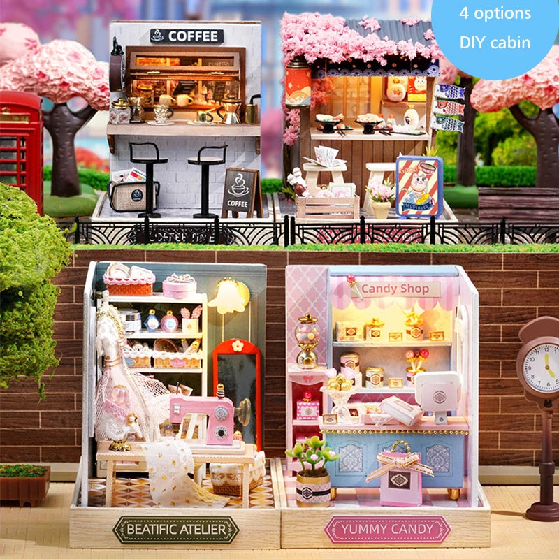 Mini Miniature Dollhouse DIY Small House Kit Making Room Toys Home Bedroom Decorations With Furniture Wooden Craft Doll houses