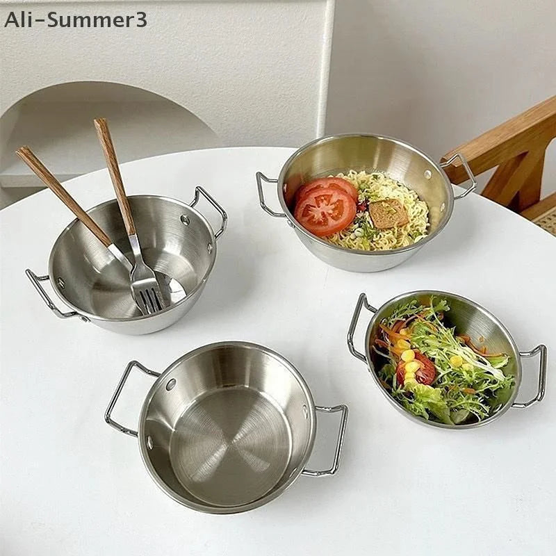 Stainless Steel Seafood Rice Pot Home Cooking Paella Pan Picnic Snack Plates Cookware Saucepan Dry Pots With Handle For Kitchen