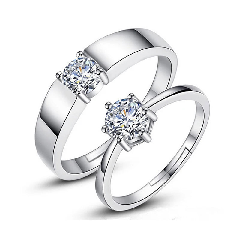 Classic Couple Rings For Men Women CZ Stone Trendy Wedding Lovers' Ring Jewelry Romantic Valentine's Day Present Ring Accessory