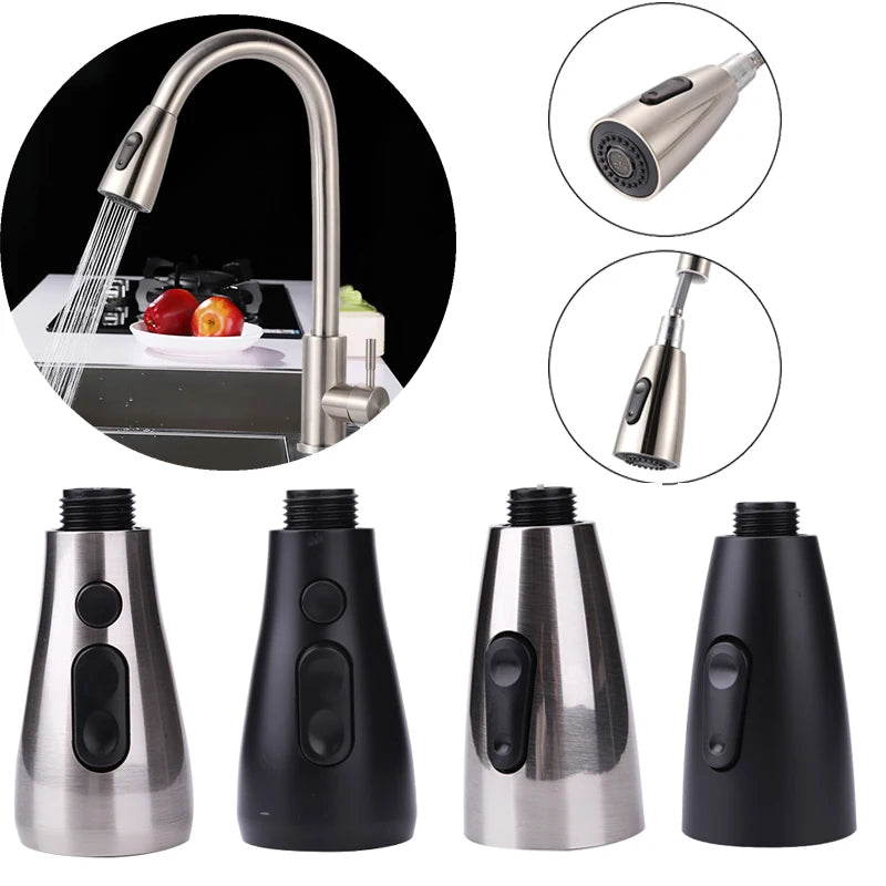 Stainless Steel 360 Degree Rotating Kitchen Bathroom Faucet Head 2Modes Adjustable Sink Basin Filter Tap Pull-Out Nozzle Sprayer