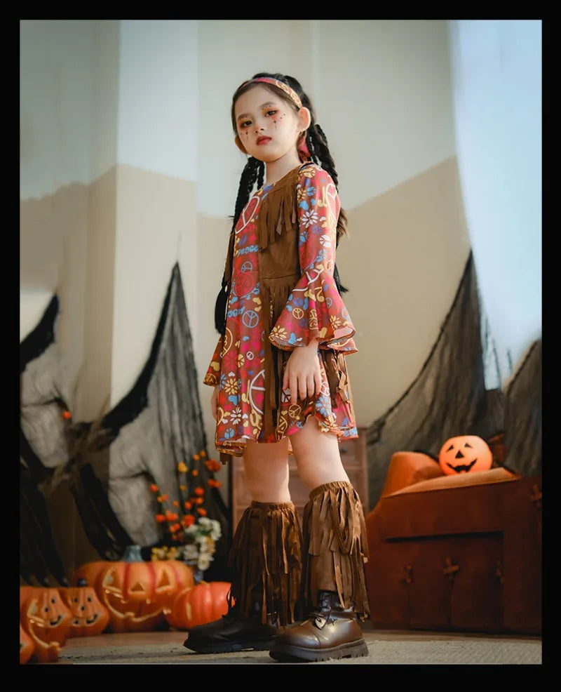 European and American Girls Dress Retro Hippie Vintage Style 70s Disco Party Costume Halloween Cosplay Outfit Stage Performance