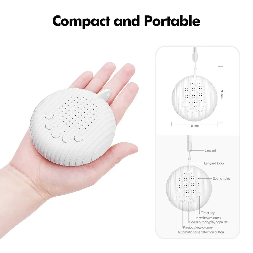 Portable White Noise Sound Machine Baby Sleep Machine 10 Soothing Sounds Volume Adjustable Built-in Rechargeable Battery USB