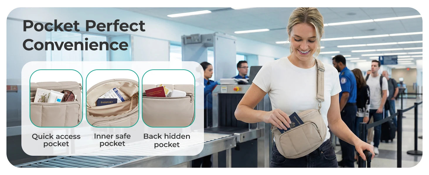 BAGSMART Puffer Crossbody Bags for Women Small Cross Body Purses for Women Travel Work Quilted Water-resistant Hobo