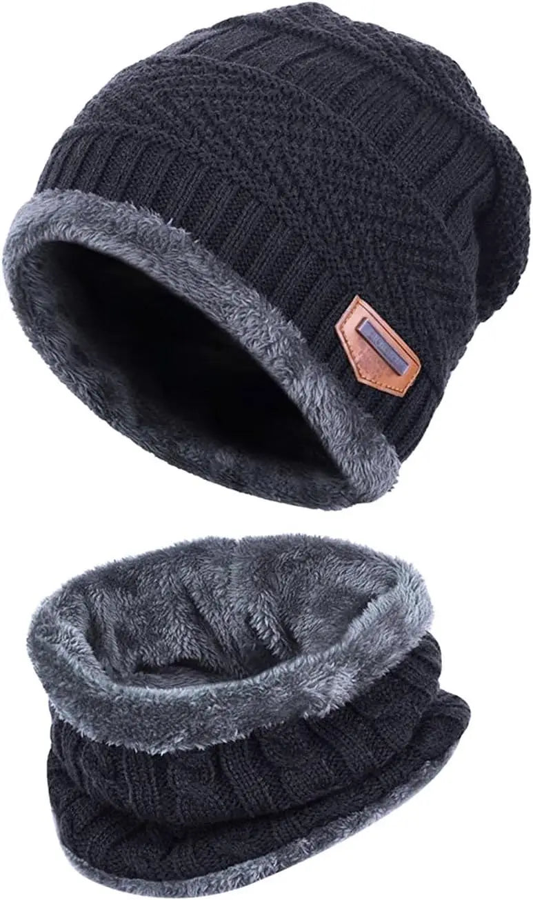 Winter Hat for Men Soft Velvet Knit Cap Coral Fleece Scarf Outdoor Riding Windproof Ski Mask Warm Thickened Cold Weather Gear