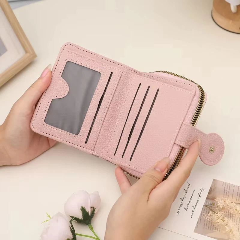 Women’s Short Wallet Lady Purse M Letter Zipper Coin Purses Money Bags ID Holder Wristlet Bag