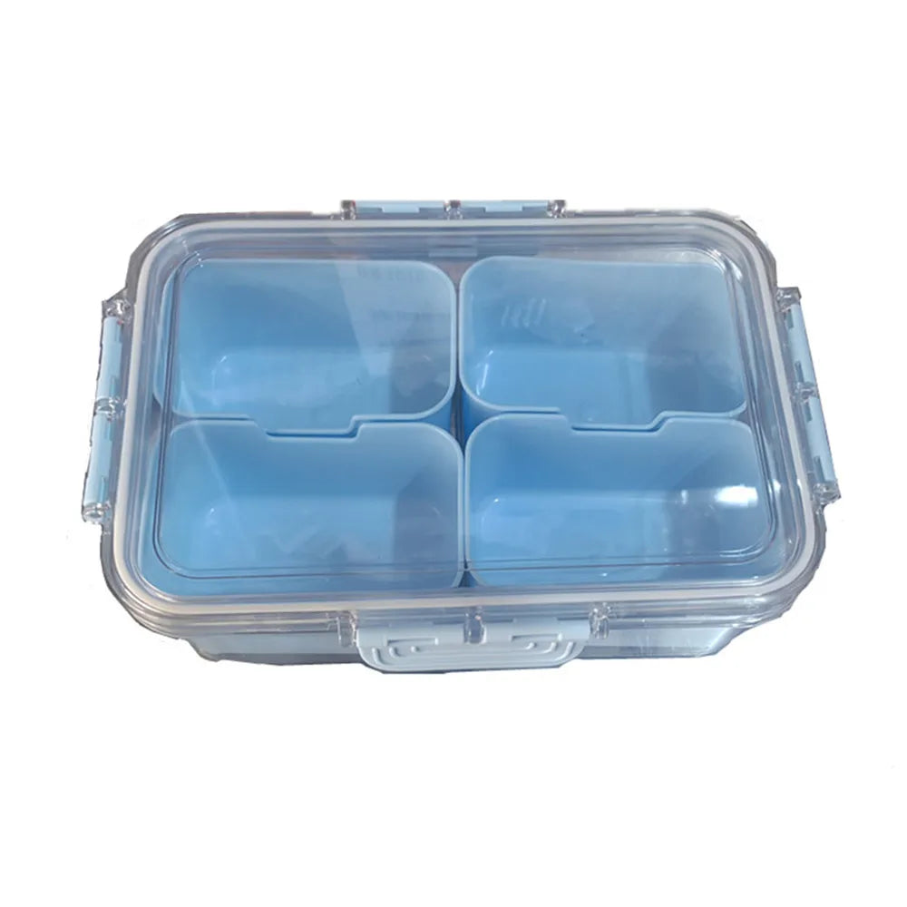 Snack Box Container, 4 Compartments Divided Serving Tray with Lid, Snackle Box Container, Snack Organizer for Fruit, Veggie, Per