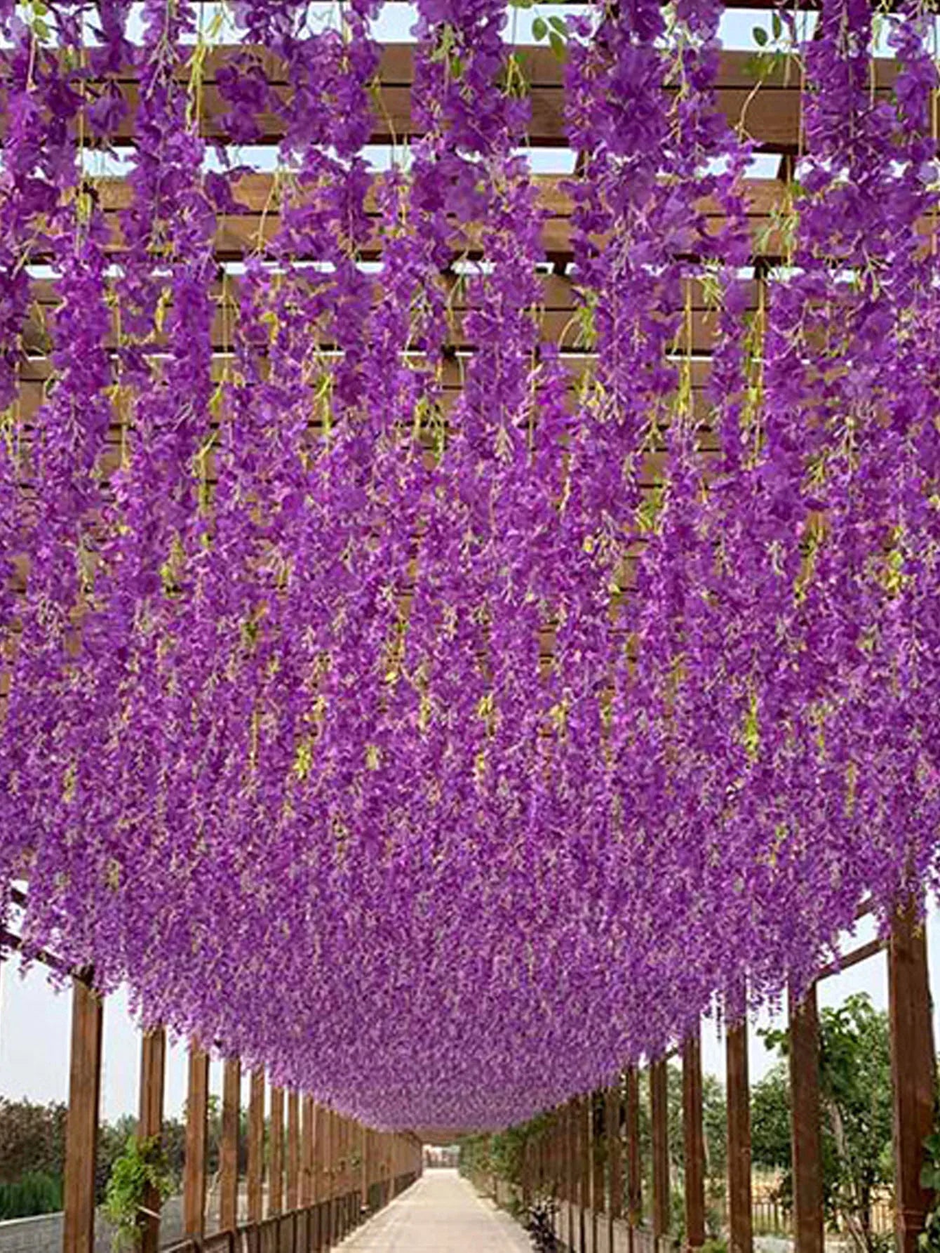 12pcs Artificial Flowers Hanging Wisteria Faux Flowers Garland Silk Vine Rattan Long String Home Outdoor Wedding Party Decor