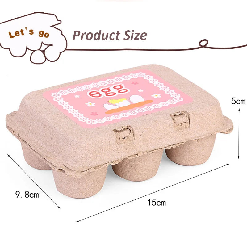 6pcs Simulation Wooden Eggs Toys Set Kids Pretend Play Wood Food Eggs Yolk Kitchen Food Children Kid Education Montessori Toys