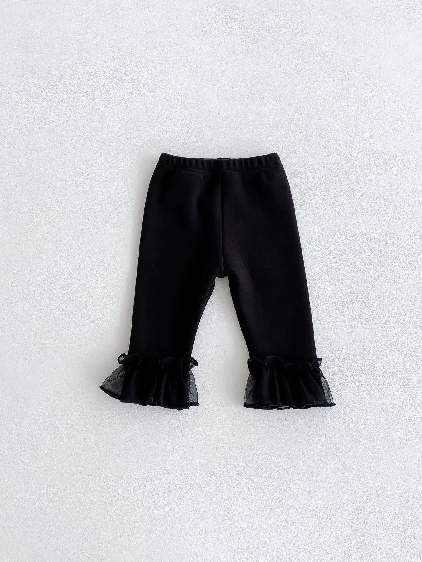Winter Baby Girl Clothes Fleece Lined Warm Pants with Lace Ruffles Cute Toddler Girl Trousers 0-3Y Kids Casual Outerwear Pants