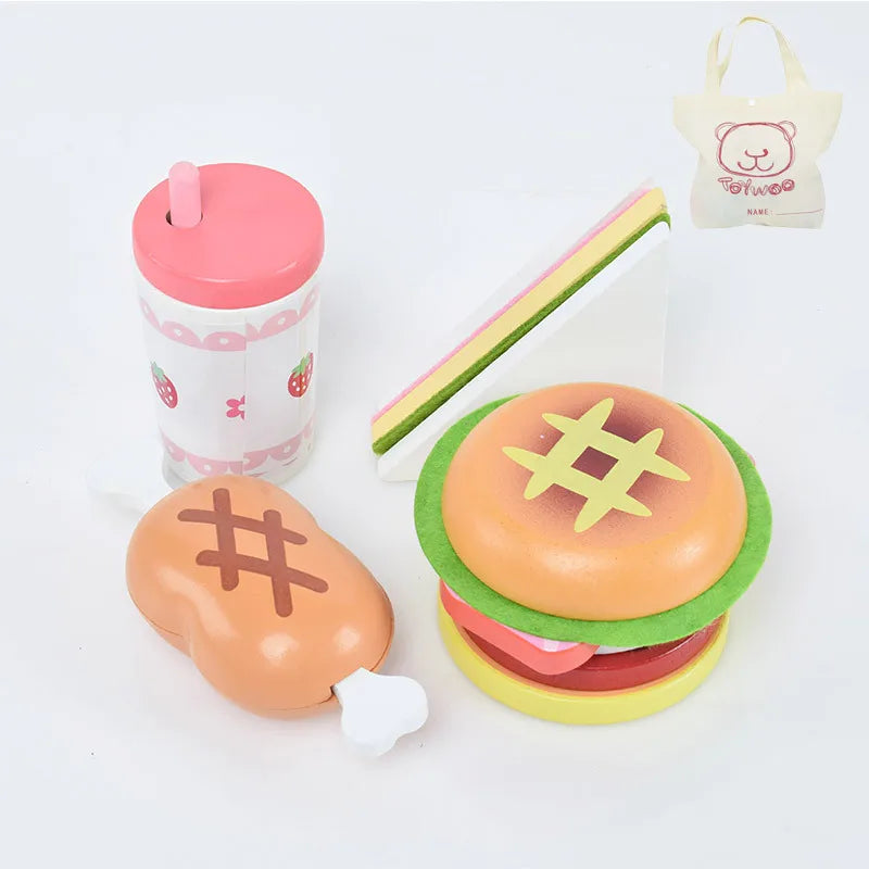 Wooden Pretend Play Food Kitchen Toys Classic Cutting Cooking Set Kids HousePlay Educational Imitation Game Toys for Girls Boys