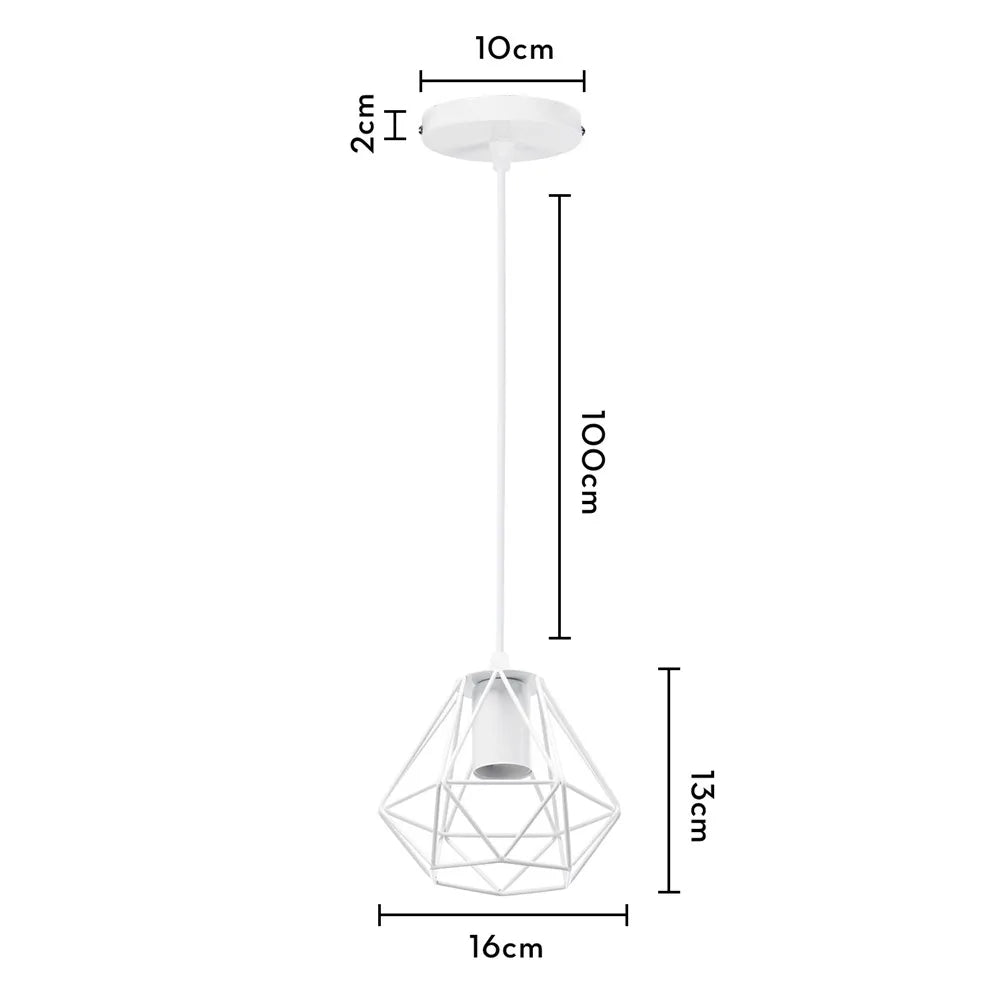 Modern Pendant Light Industrial Vintage White Wrought Cage Pendant Lamp for Living Room Bedroom Dining Room Loft Home Decor E27