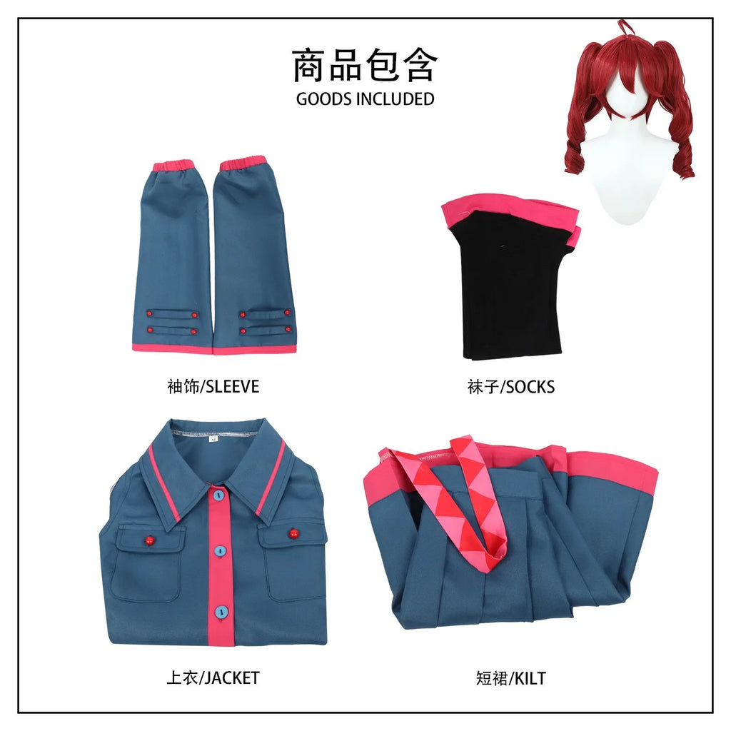 Anime Mikuu kasane Teto Cosplay Costume Women Men Grey Pink Dress Cosplay Halloween Costume Cosplay Made Accessorie props
