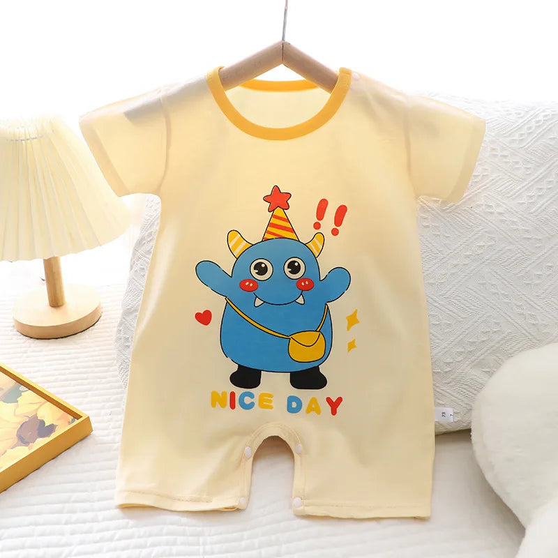 2025 Infant Toddler Crawling Clothes Cotton Summer Boys Girls Thin Male Baby Female Short-sleeved Romper suit Children's Onesie
