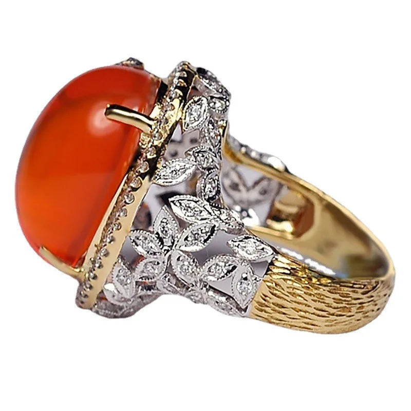 Silver Ruby Ring, Popular European and American Ring, Luxury Fashion Ring