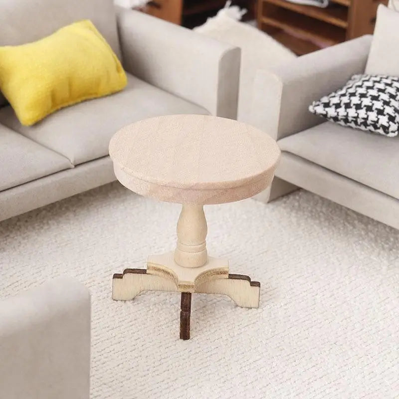 Dollhouse Miniature Coffee Table Small Round Table Original Wood Table Furniture Home Model Decor Toy Accessorie