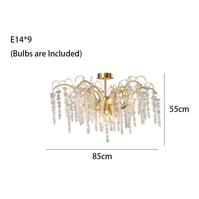 Morden LED Art Strip Crystal Ceiling Chandeliers Branch Pendant Lamp Villa Hall Hanging Light Home Decor Lustre Lighting Fixture