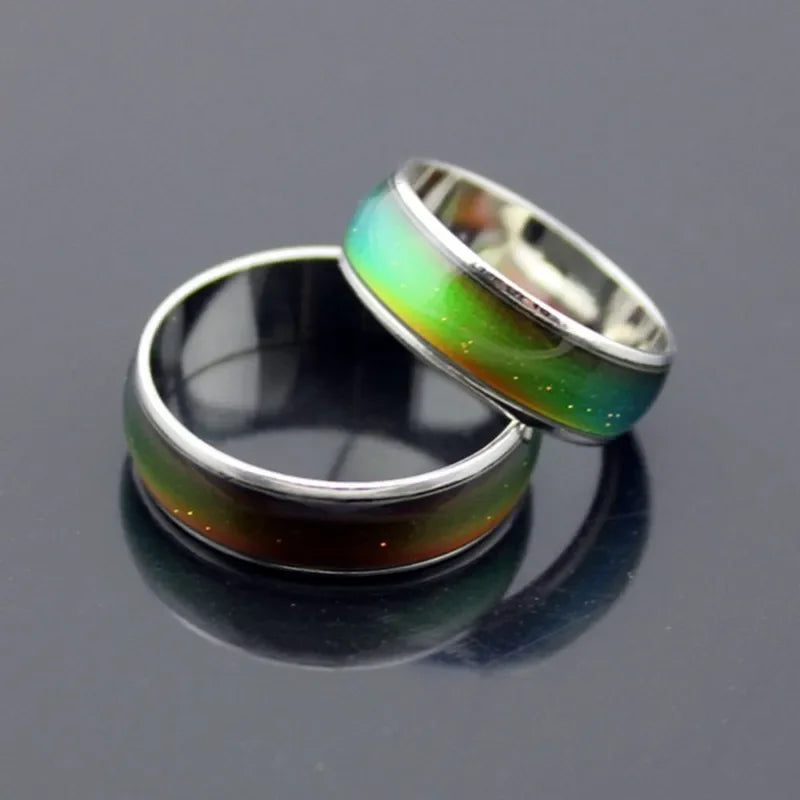 Unisex 6mm Wide Simple Fashion Mood Sense Warm Color Changing Ring