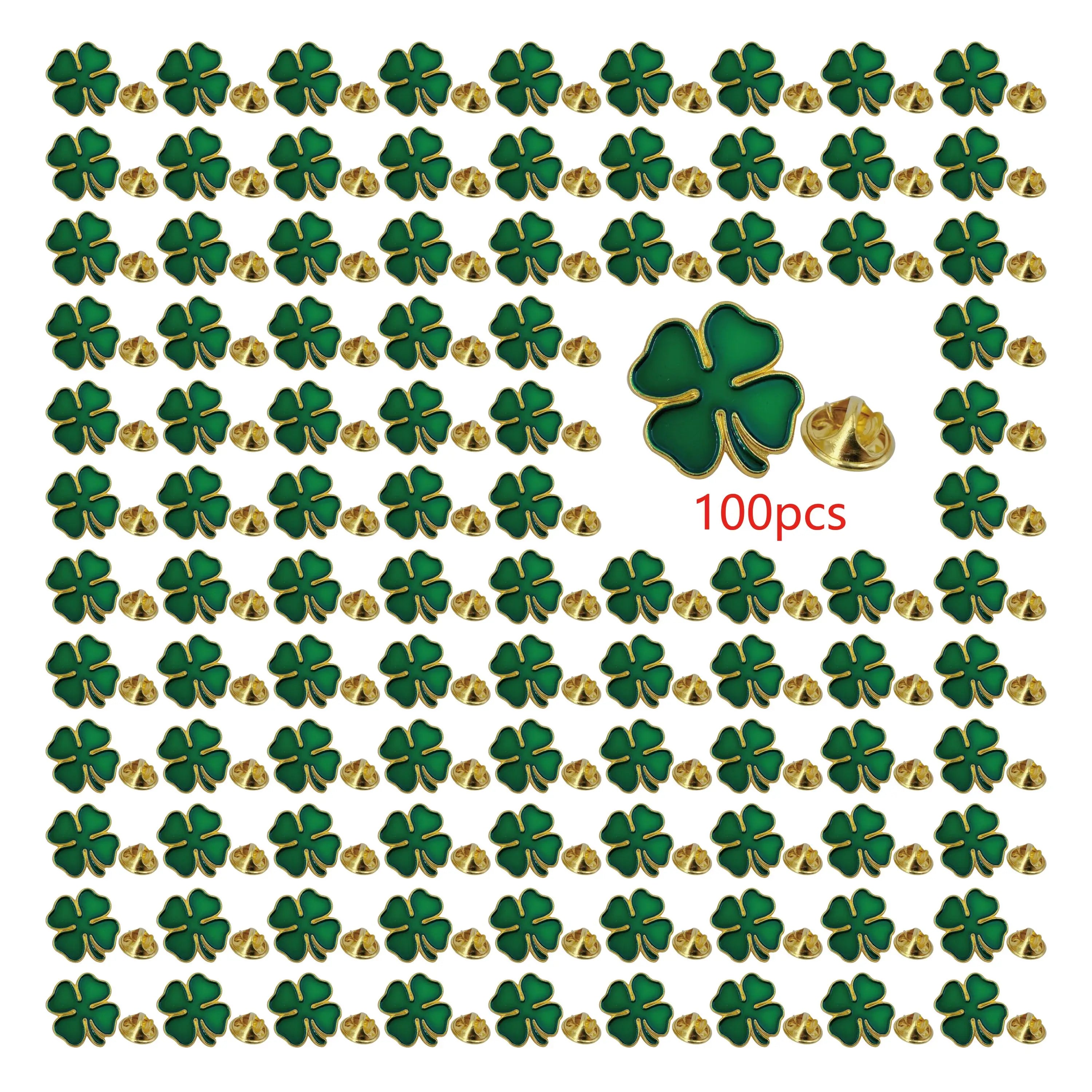 St. Patrick's Day pin small green enamel Four leaf clover lapel pin brooches pins badge Ireland Irish Souvenir gift bulk