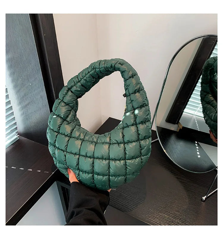 Quilted Embroidered Thread Women's Bag Pleated Cloud Mini Handbags Down Padded Lightweight Clutch Bag Cotton Small Shoulder Bags