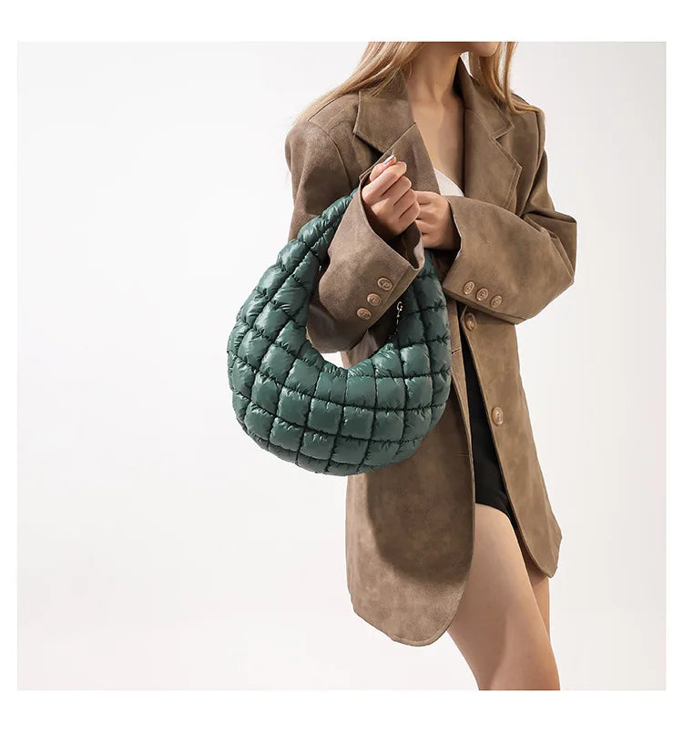 Quilted Embroidered Thread Women's Bag Pleated Cloud Mini Handbags Down Padded Lightweight Clutch Bag Cotton Small Shoulder Bags