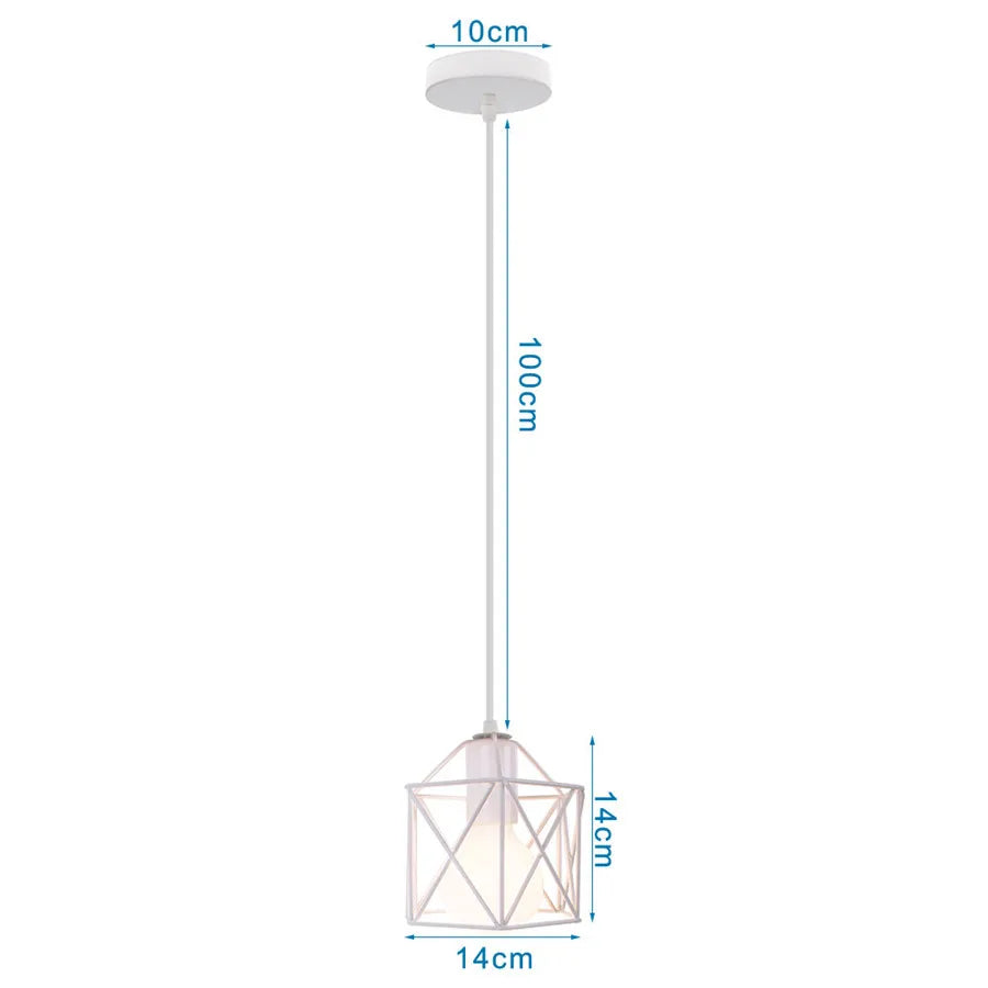 Modern Pendant Light Industrial Vintage White Wrought Cage Pendant Lamp for Living Room Bedroom Dining Room Loft Home Decor E27