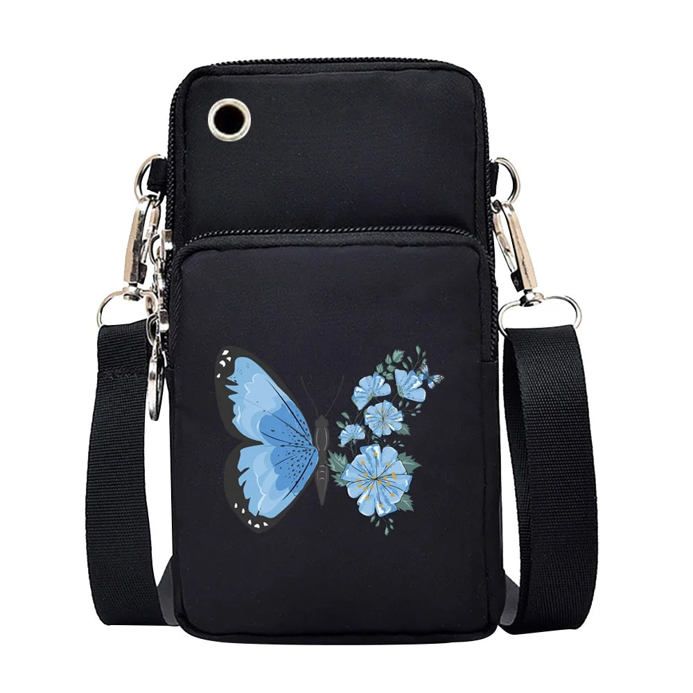Universal Mobile Phone Bag Iphone 13 Huawei Shoulder Cross-body Package Women Sport Pouch Unisex Arm Wrist Bags Butterfly Print