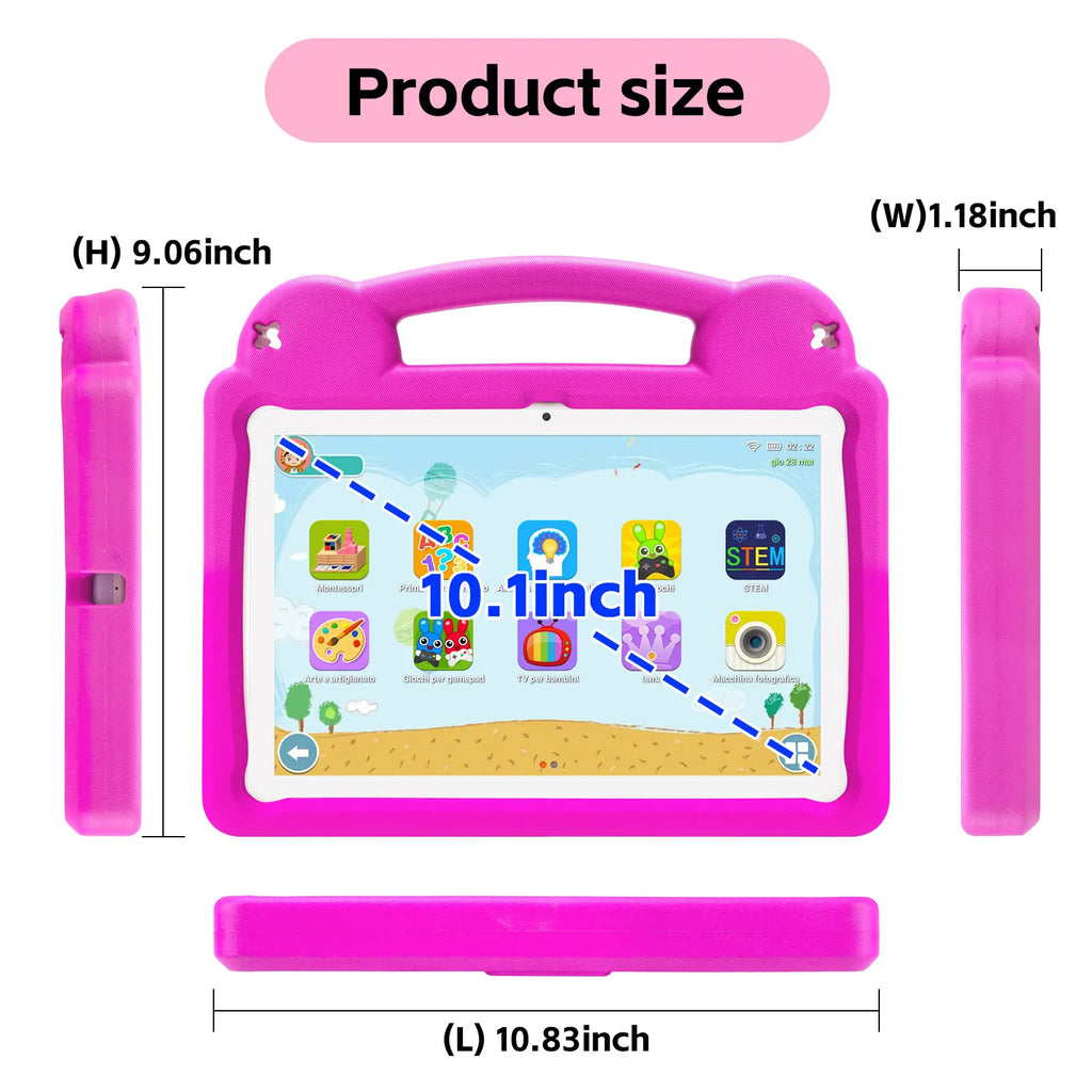 Paitanry 10.1 Inch Kids Tablet 5000Mah Octa-Core 8GB（4+4 Expand）RAM 64GB ROM A523 2.0GHZ Learning Education Children's Tablets