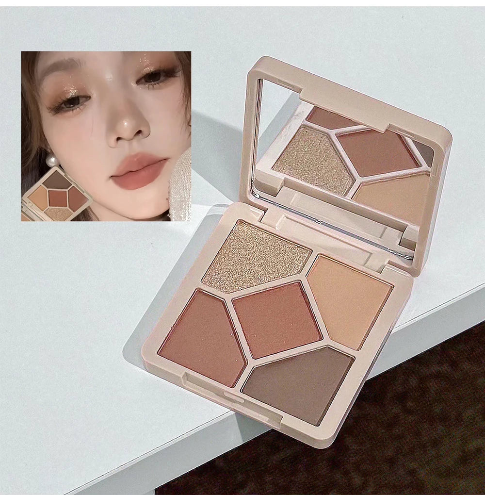 QIBEST Face Makeup Set 4pc Double End Lip Glaze, Pressed Powder,Blush,Eyeshadow, Eyebrow Pen,Eyeliner,Lip Oil Gift Cosmetics