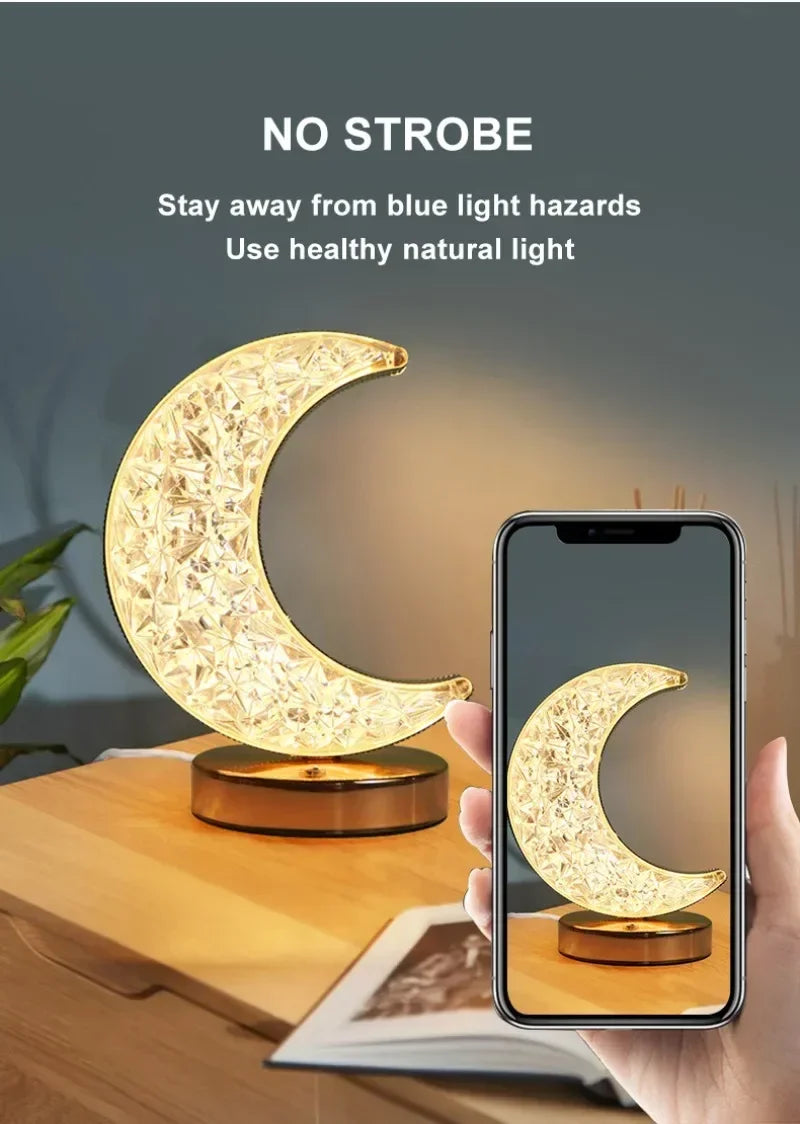 1-2PCS Bedroom 3Color Touch Dimming Night Light Girls Kids Room Home Decor Bedside LED Ambient Table Moon Stars Atmosphere Lamp
