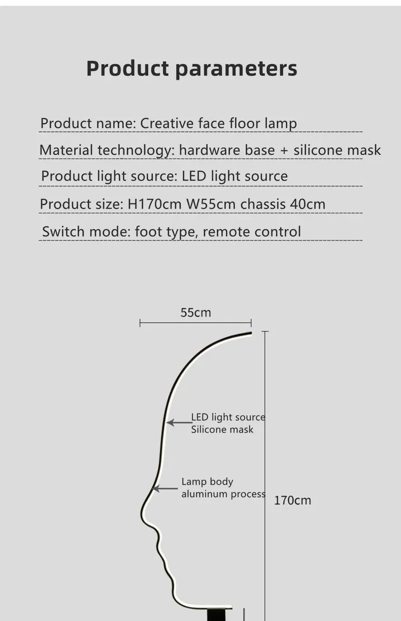 Nordic Human Face Led Floor Lamp For Living Room Bedroom Bedside Standing Light Modern Home Decor Indoor Lighting Lustre Fixture
