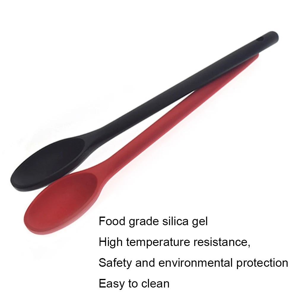 Long Handle Silicone Spoon For Kitchen Mixing Spoon For Salad Food Soup Cooking Tool For Picnic 1PCS Wholesale Of Multiple Items