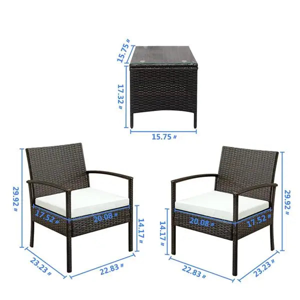 TY-3pcs 2pcs Arm Chairs 1pc Coffee Table Rattan Sofa Set Brown Gradient