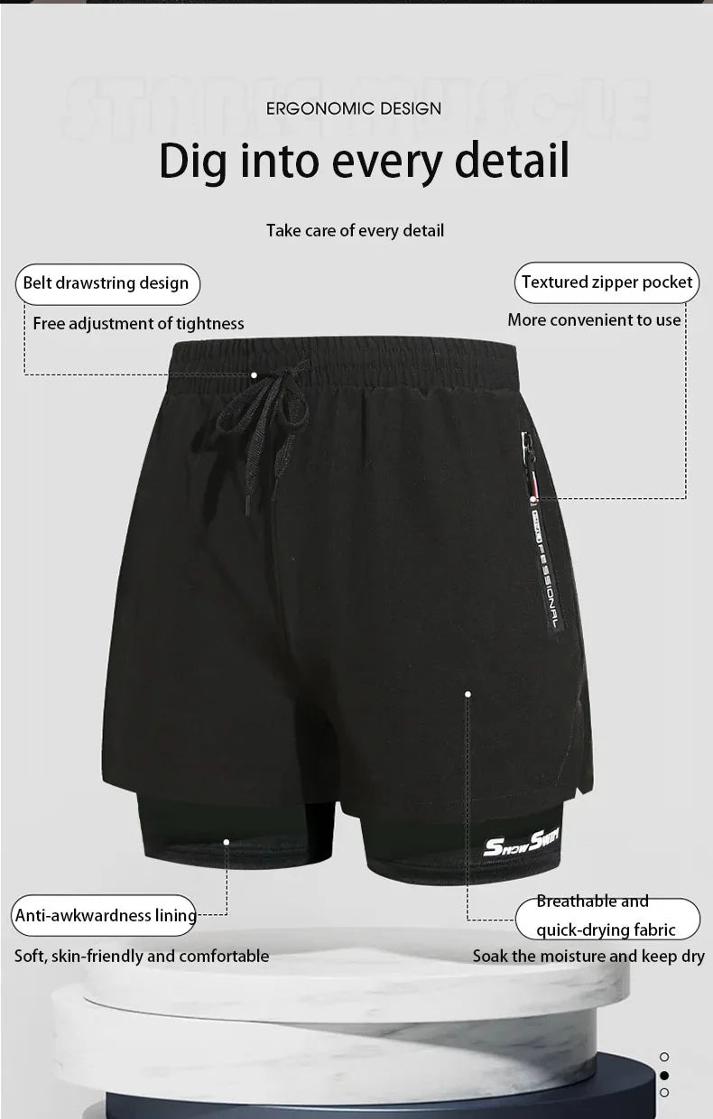 Men's Swim Trunks Double-layer Flat Angle Adult Quick-drying Anti-embarrassment Swim Trunks Beach Pants Spa Swimming Kit