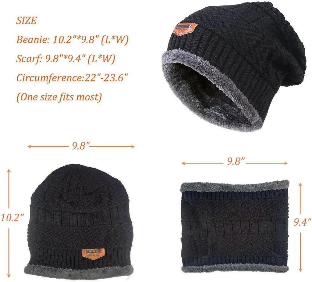 Winter Hat for Men Soft Velvet Knit Cap Coral Fleece Scarf Outdoor Riding Windproof Ski Mask Warm Thickened Cold Weather Gear