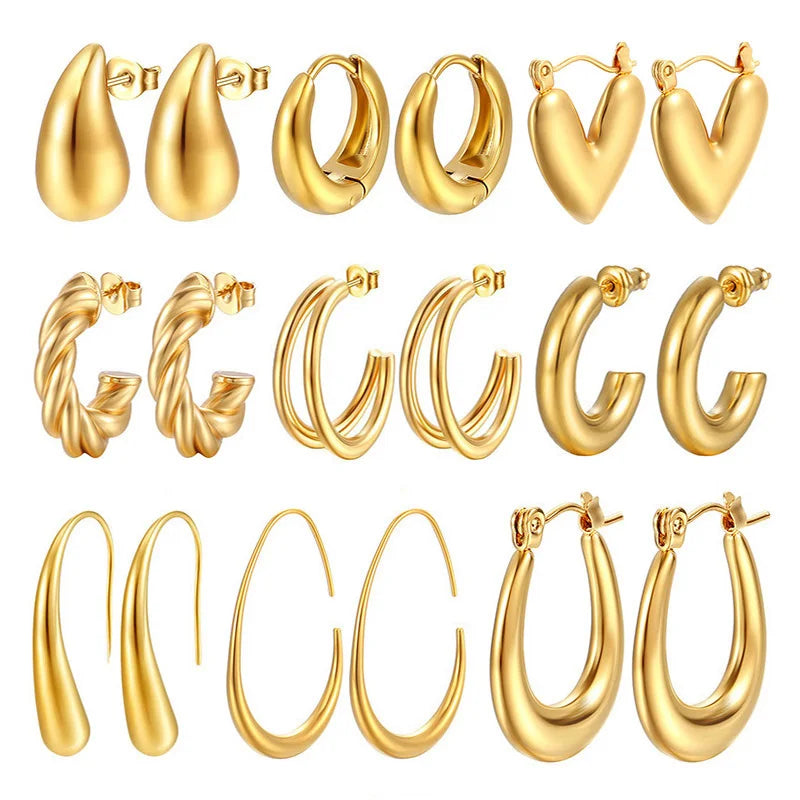 Most Popular Style Titanium Steel Hoop Earrings For Women C-type Peach Heart Round Ear Ring Non-fading Hot Selling Ear Jewelry
