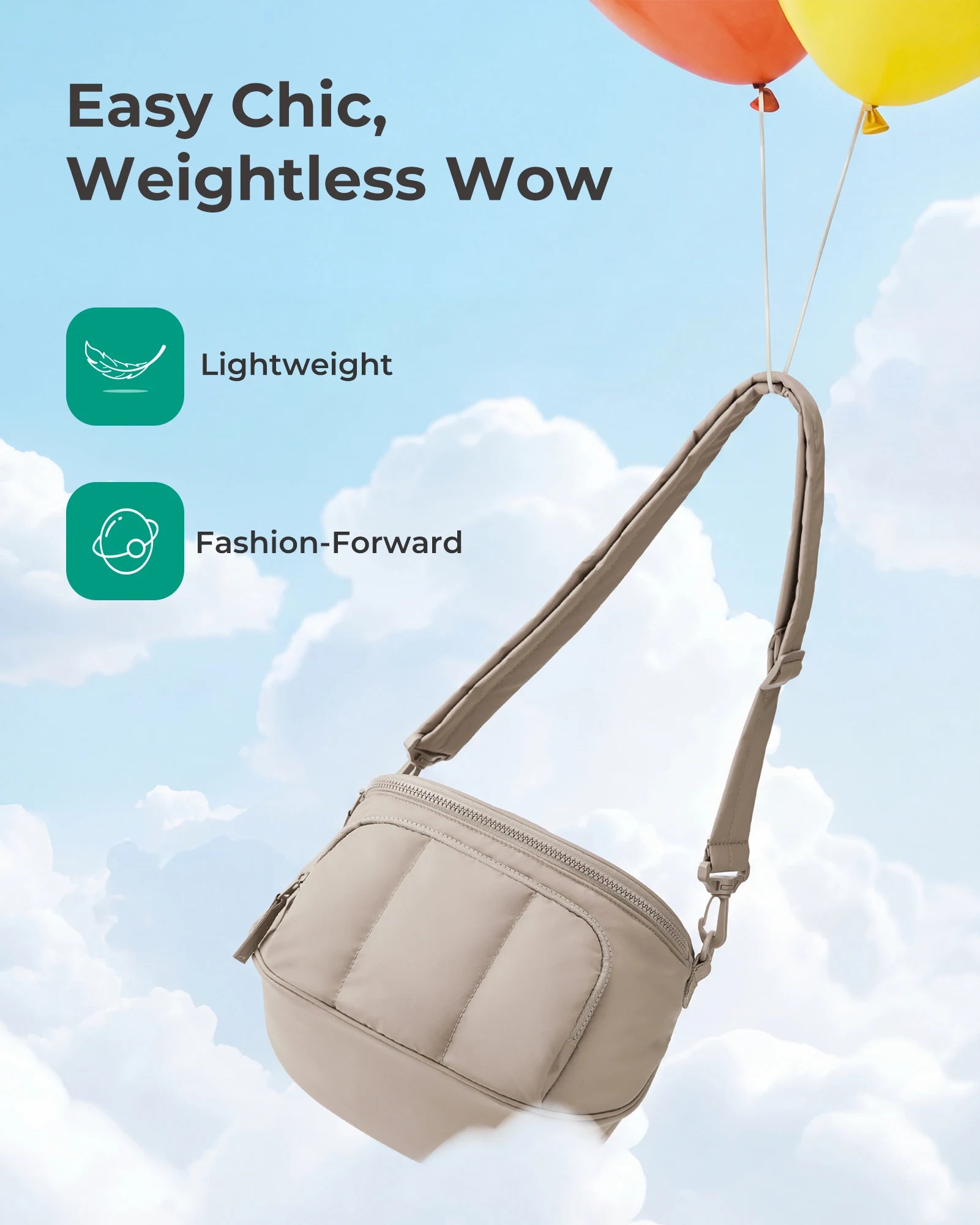 BAGSMART Puffer Crossbody Bags for Women Small Cross Body Purses for Women Travel Work Quilted Water-resistant Hobo