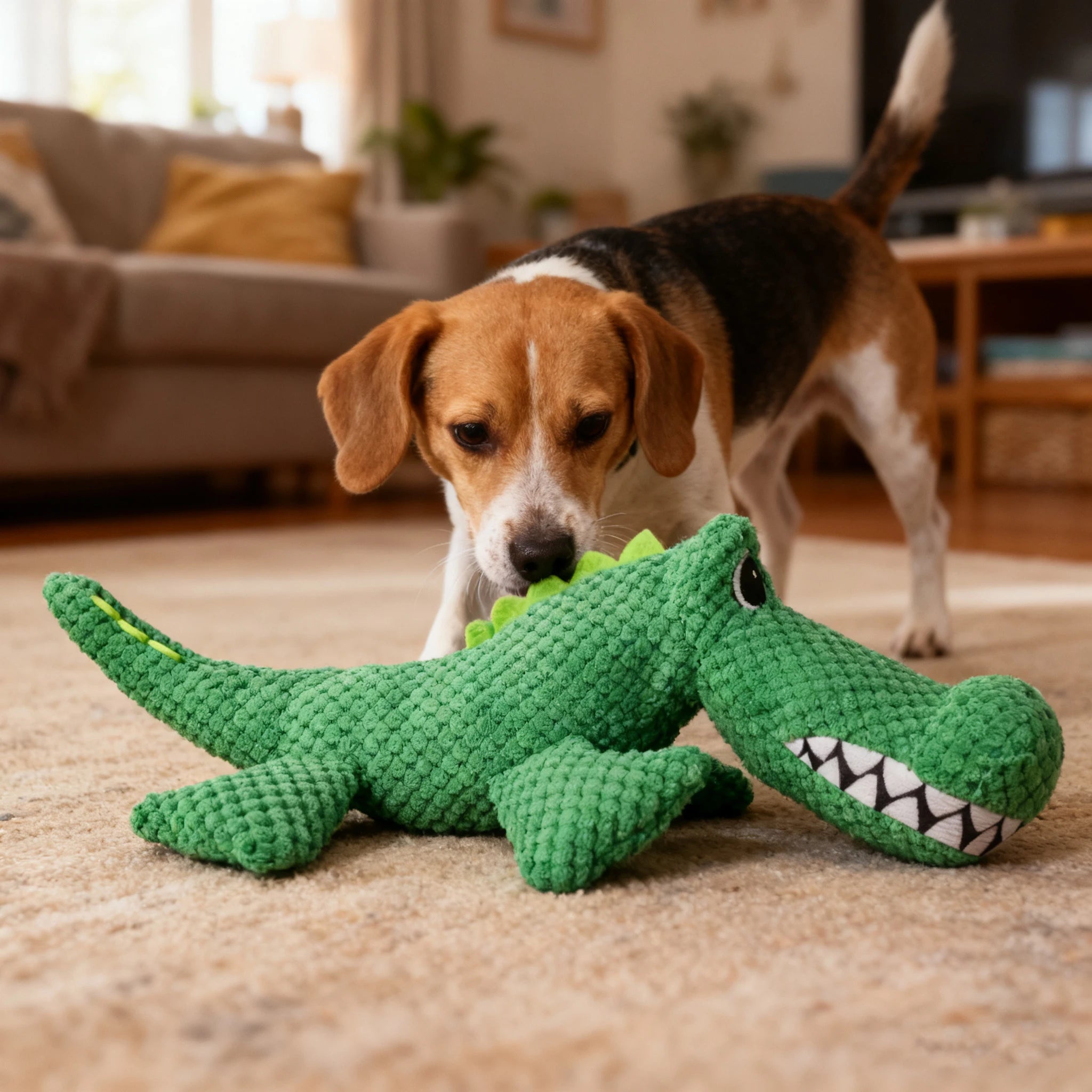 Tough Chew Dog Companion Toy, Pet Squeaky Toy, Large Dinosaur Toy, For All Breeds, Suitable for Heavy Chewers, Pet Companion Toy