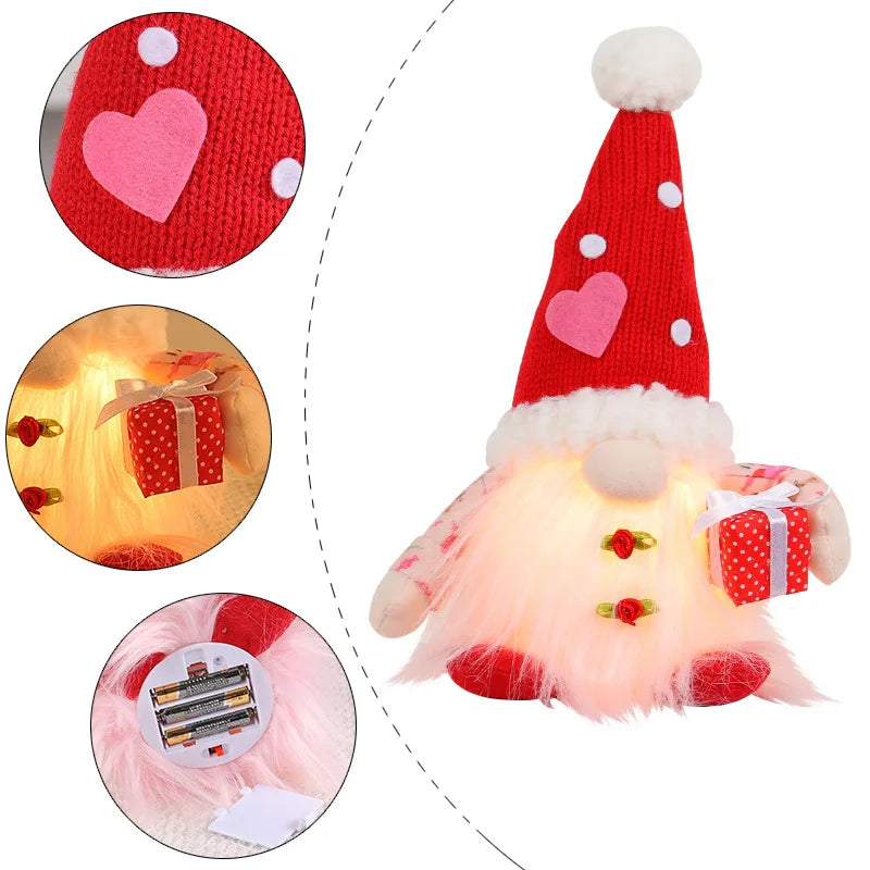 Valentine's Day Decorations Glowing Gnome Faceless Doll Ornaments Plush Knitted Love Faceless Dolls Holiday Party Surprise Gift