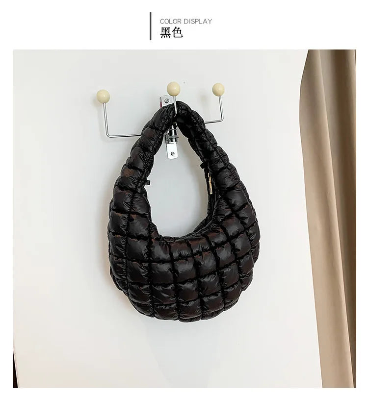 Quilted Embroidered Thread Women's Bag Pleated Cloud Mini Handbags Down Padded Lightweight Clutch Bag Cotton Small Shoulder Bags