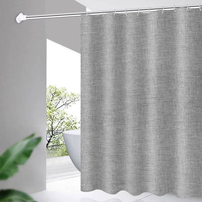 Waterproof Polyester Shower Curtain Gray Bathroom Curtains Solid Color Bathtub Large Wide Bathing Cover with Hooks 6 Colors