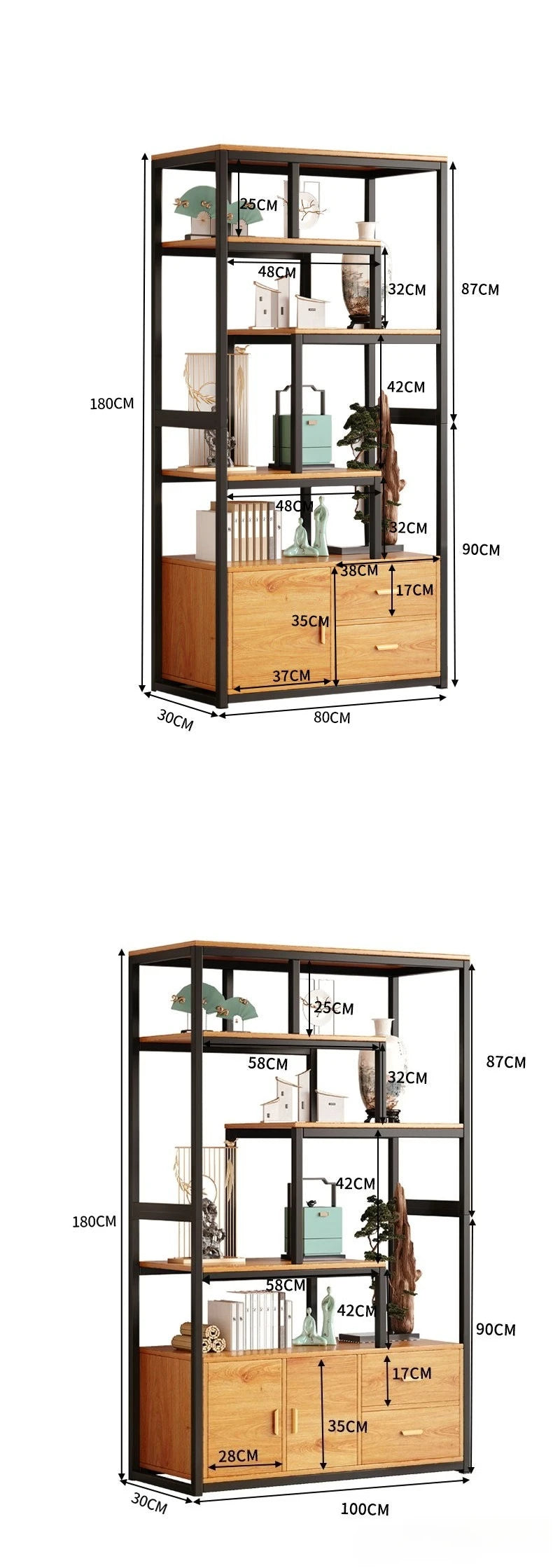 Industrial Iron Bookcase Bookshelf Wall Shelf Storage Cabinet Display Rack Living Room Office Divider Armoires Librero Furniture