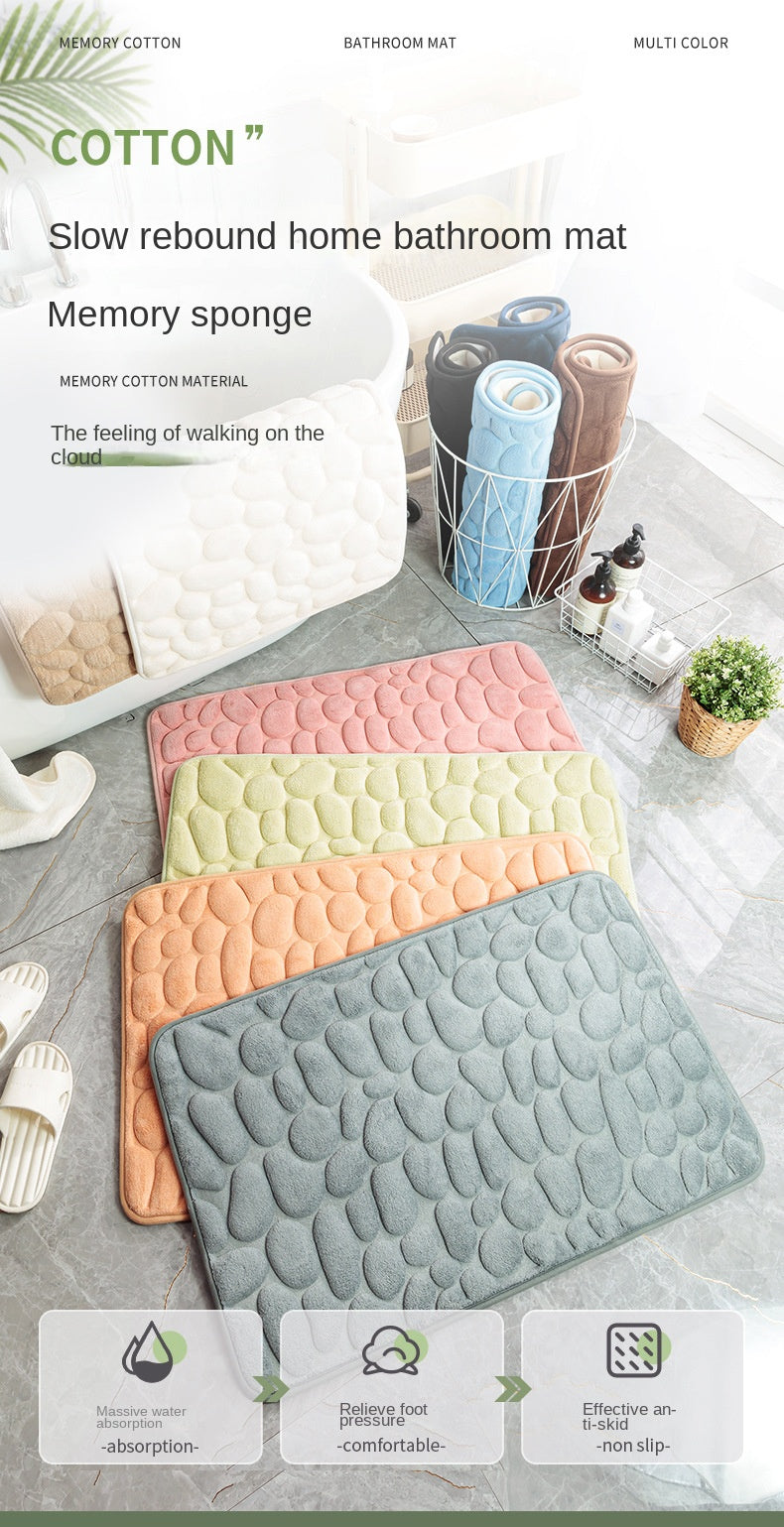 Mat Non-slip Carpets Cobblestone Embossed Bathroom Bath In Wash Basin Bathtub Side Floor Rug Shower Room Doormat Memory Foam