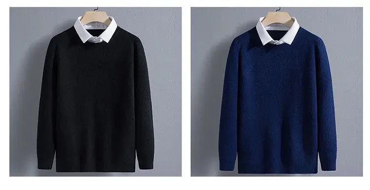 Men's Clothing Autumn Winter Long Sleeve New Tops T-Shirts Round Neck Fashion New Comfortable Solid Color Sweaters