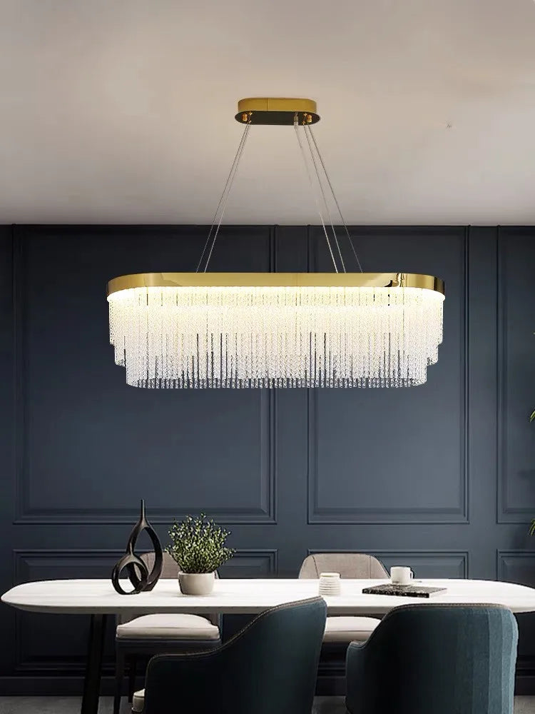 Post Modern Led Chandelier 2026 New Tassel Crystal Pendant Lamp American Luxurious Chandelier Home Decor Luster Lighting Fixture