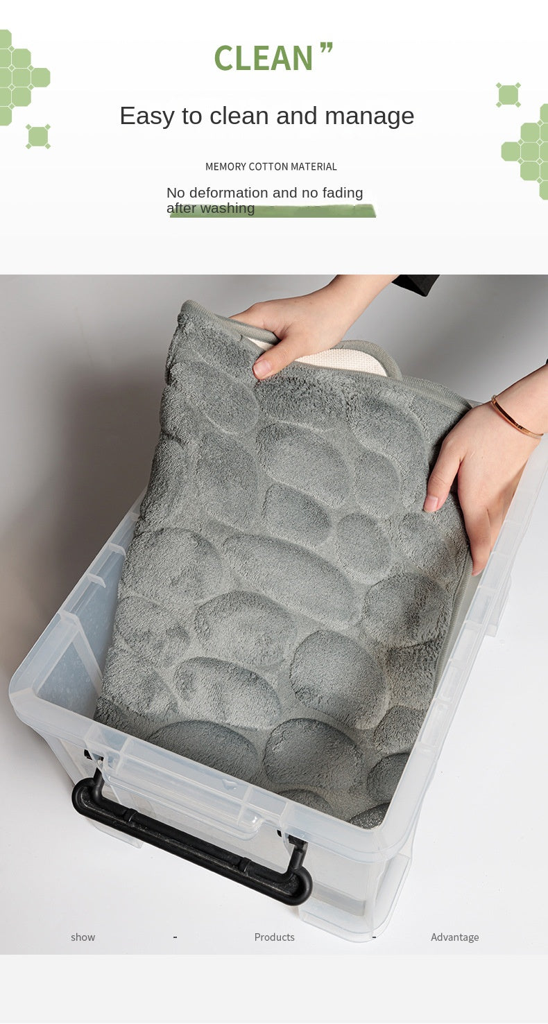 Mat Non-slip Carpets Cobblestone Embossed Bathroom Bath In Wash Basin Bathtub Side Floor Rug Shower Room Doormat Memory Foam
