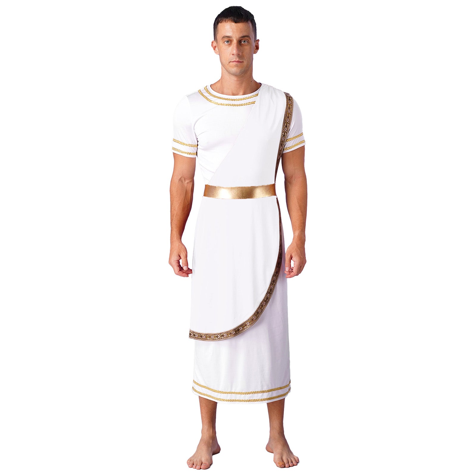 Mens Ancient Greek God Cosplay Outfit Roman Robe Costumes Ancient Greek Toga Spartan Dress Up Retro Vintage Warrior Clothing