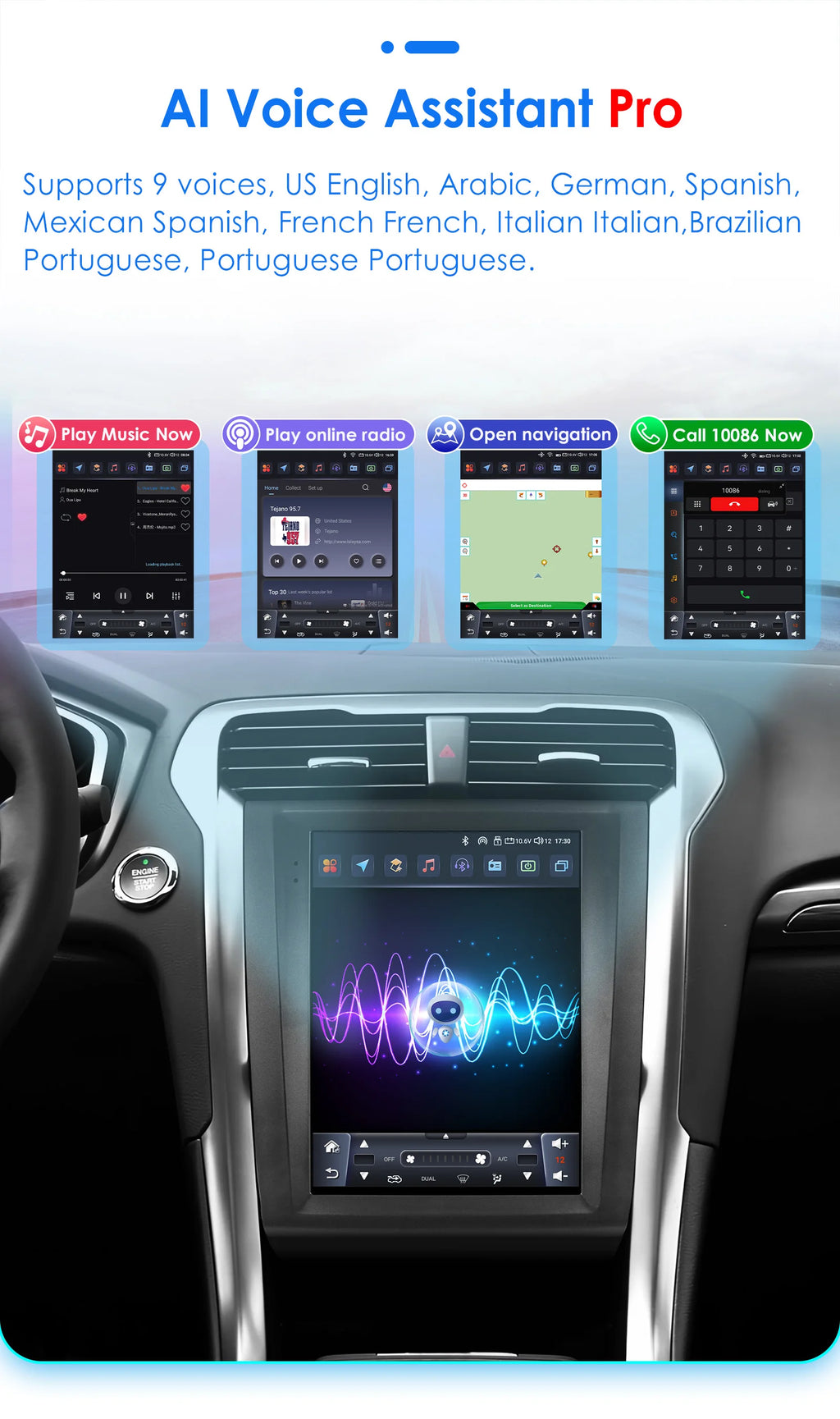 9.7"Carplay Android Auto Car radio for Ford Fusion Mondeo mk5 2013-2019 multimedia car intelligent systems GPS navi Screen Audio