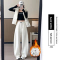 Loose Wide Leg Pants Women's High Waist Trousers Casual Sports Grey Curved Blade Long Length plus Size Comfortable Summer 2025