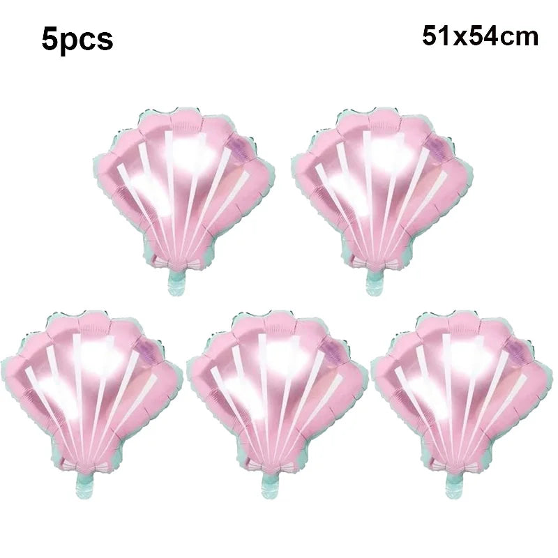 Mermaid Tableware Set Paper Plates Cup Tablecloth Little Mermaid Balloons Kids Girl Mermaid Birthday Party Decoration Supplies